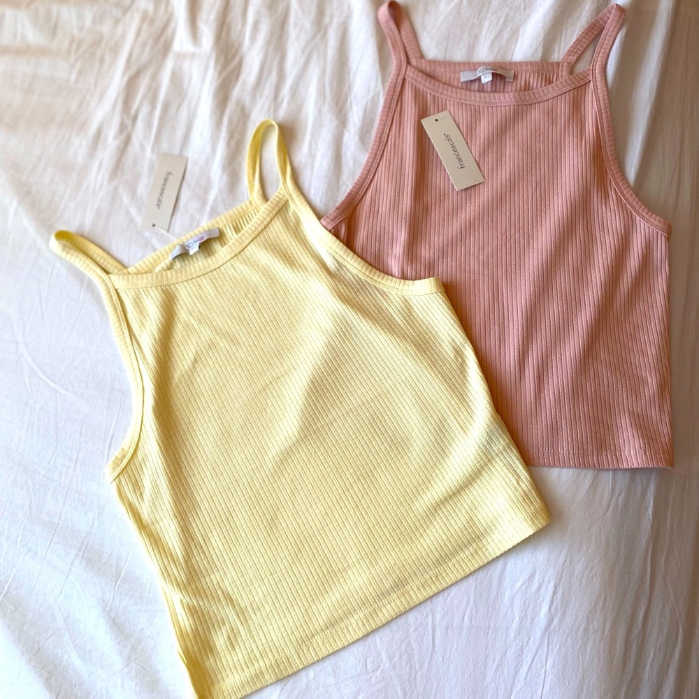 2 for $25 Francescas Cropped Ribbed Tank Tops